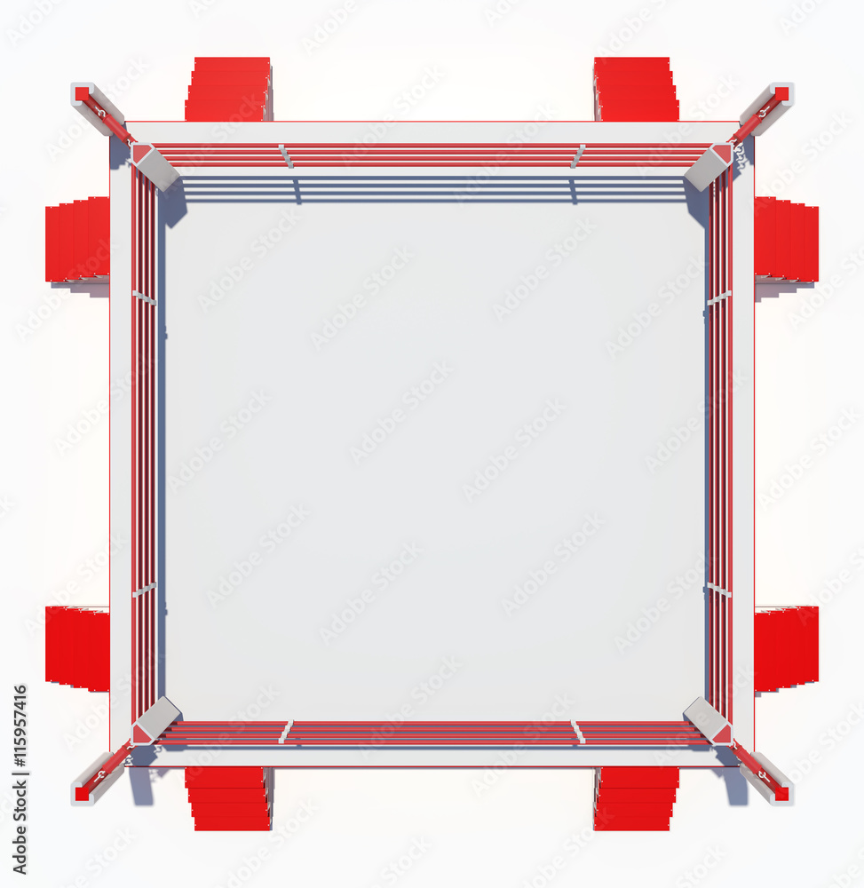 Boxing ring isolated on white background. Top view Stock Illustration