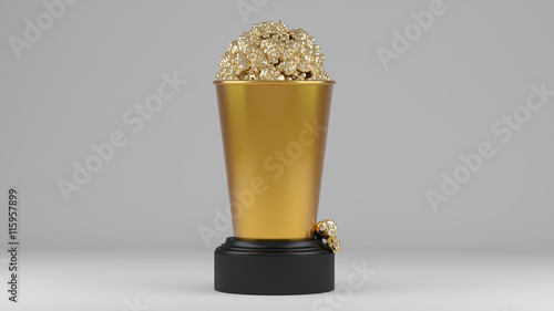 Golden popcorn in gold cup