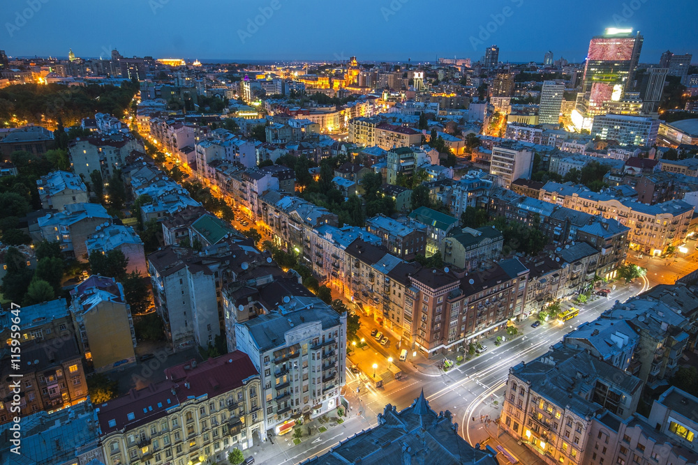 Fototapeta premium Evening view of Kiev city