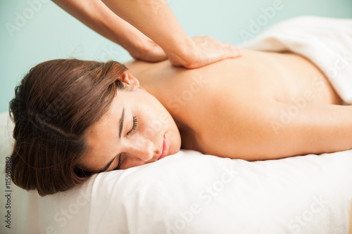 Closeup of woman getting a massage