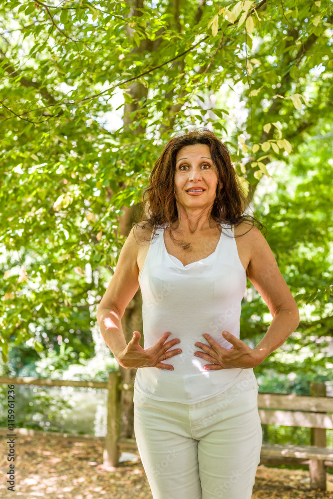 menopausal woman has a flat belly menopausal woman has a flat belly