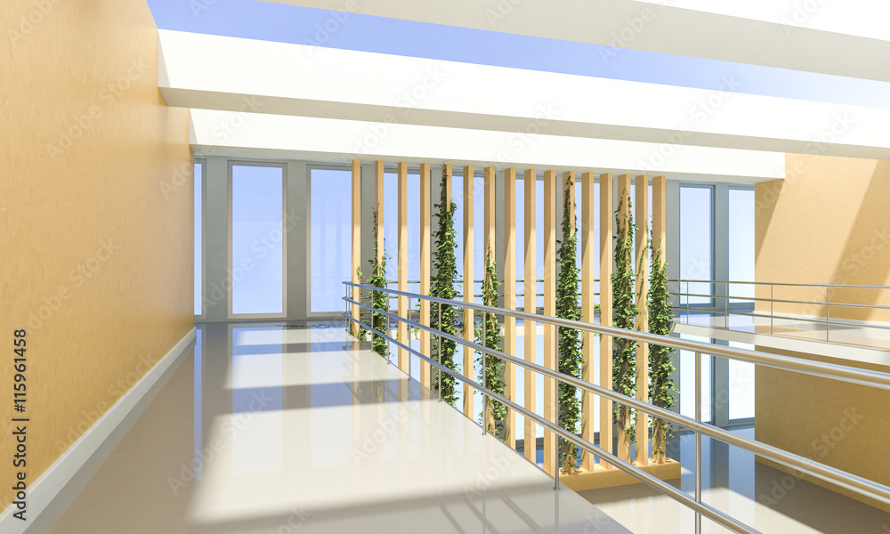 Naklejka premium 3D rendering of empty coridoor concept