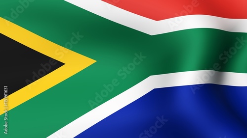 Flag of South Africa, fluttering in the wind. 3D rendering.