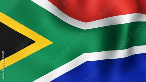 Flag of South Africa, fluttering in the wind. 3D rendering.