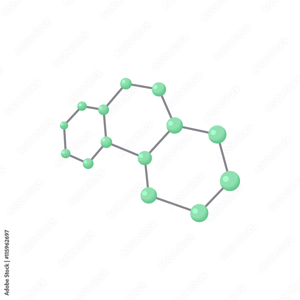 Molecules icon in cartoon style isolated on white background. Particles symbol Molecules icon in cartoon style isolated on white background. Particles symbol