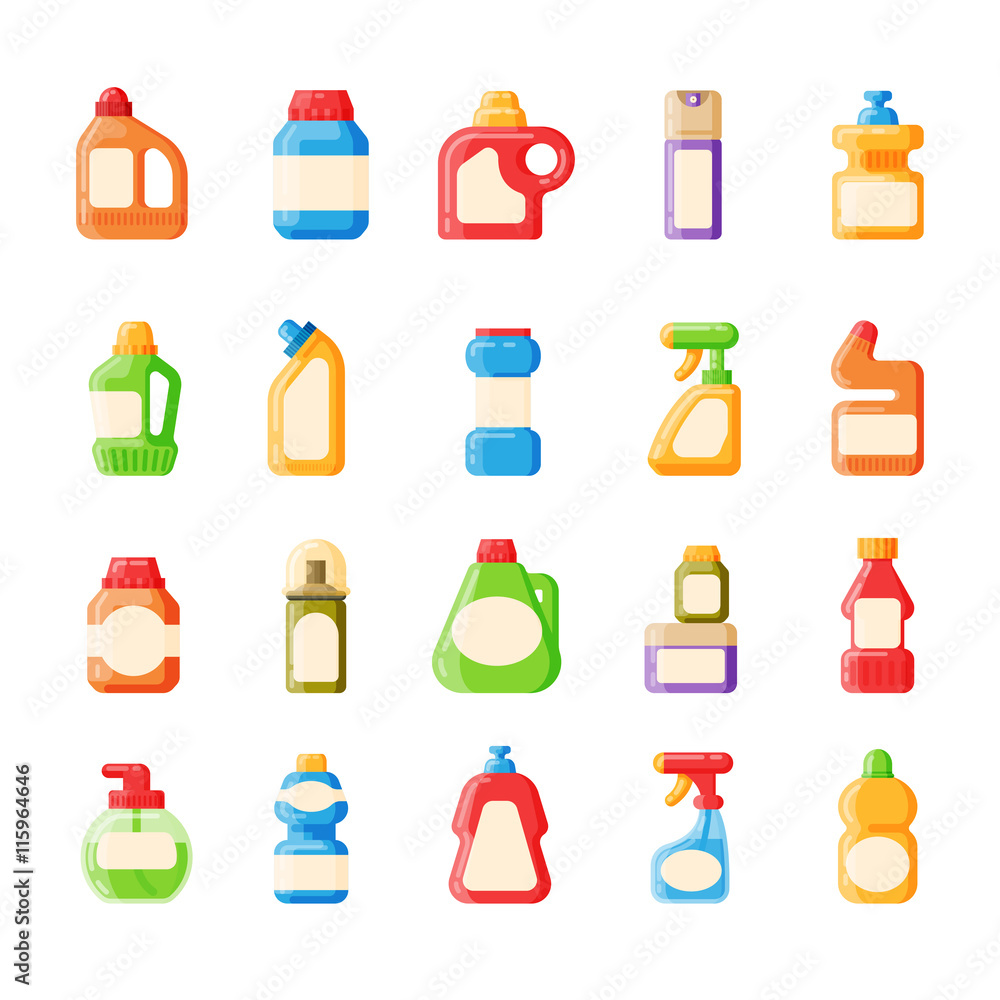 Bottle template blank package container collection flat vector illustration. Bottle template blank package container collection flat vector illustration.