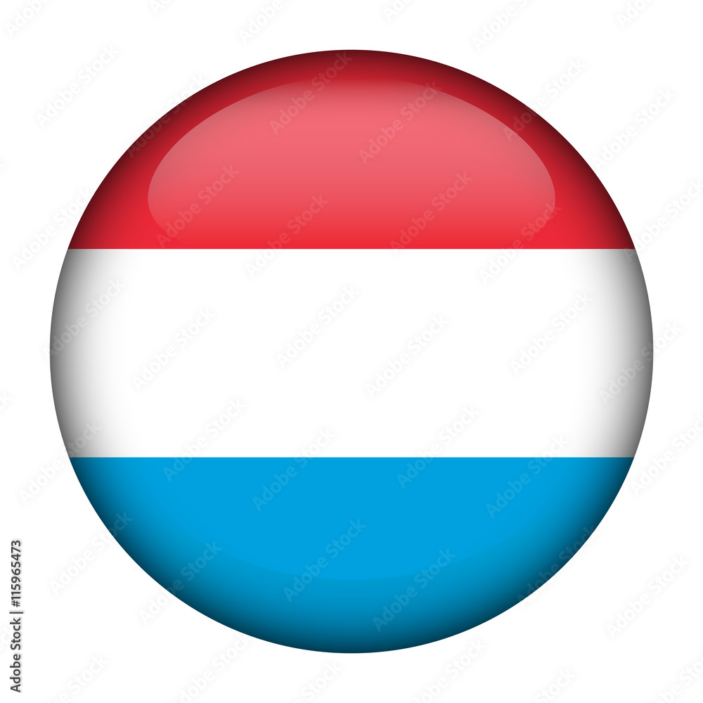 Round glossy Button with flag of Luxembourg Round glossy Button with flag of Luxembourg