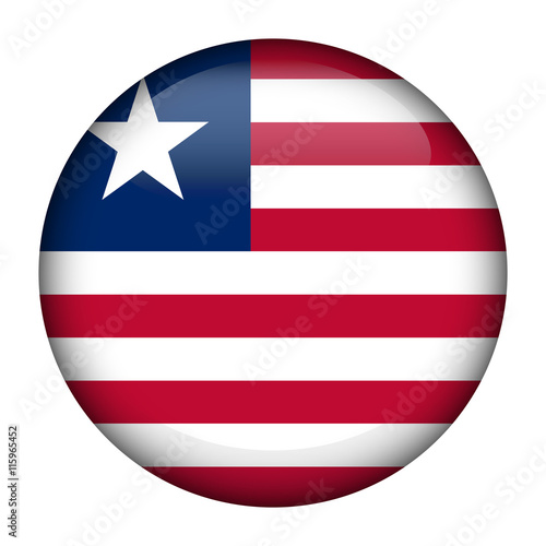 Round glossy Button with flag of Liberia