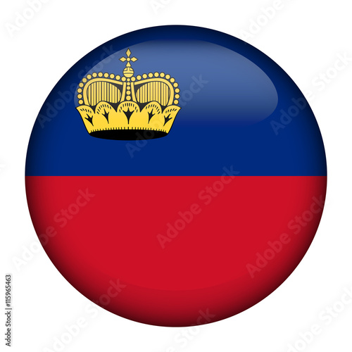 Round glossy Button with flag of Liechtenstein