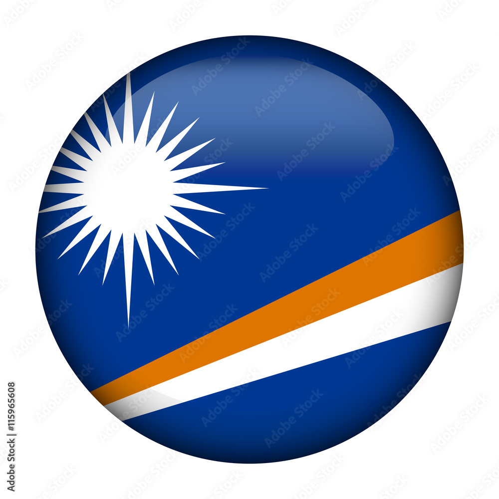 Fototapeta premium Round glossy Button with flag of Marshall Islands