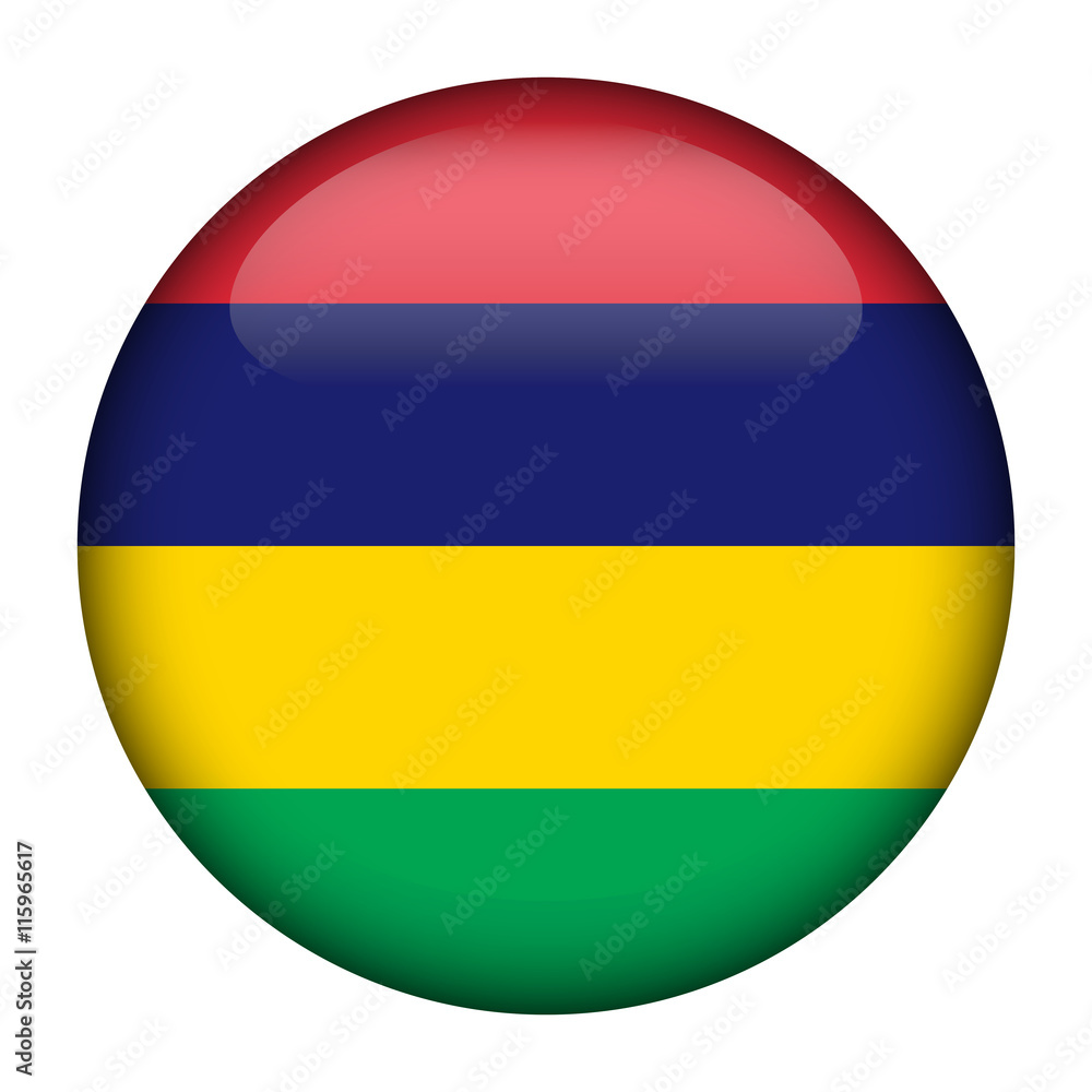 Round glossy Button with flag of Mauritius Round glossy Button with flag of Mauritius