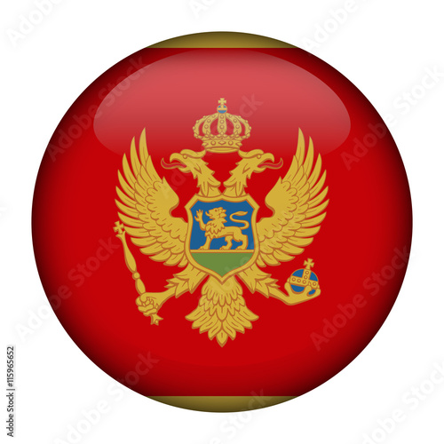 Round glossy Button with flag of Montenegro