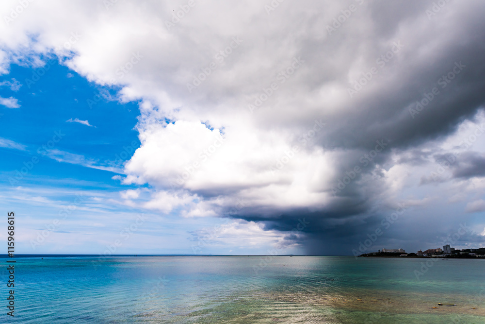 Sea, clouds, landscape. Okinawa, Japan, Asia.
