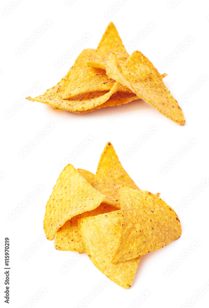 Pile of tortilla chips isolated Pile of tortilla chips isolated
