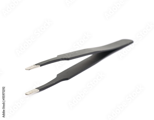 Black tweezers tool isolated