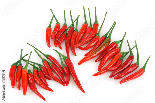 red spicy peppers isolated on white background