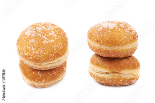 Jam filled doughnut isolated