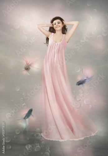 Girl and fishes