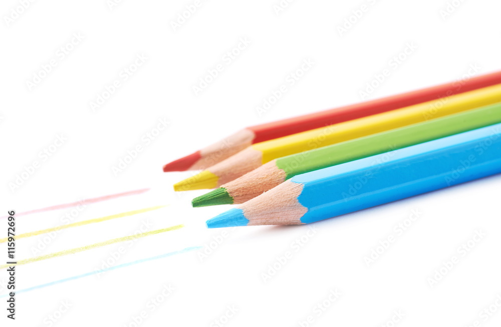Four drawing pencils composition isolated Four drawing pencils composition isolated