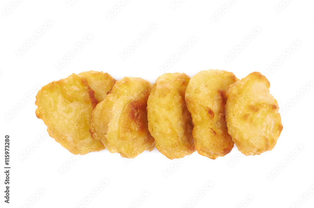 Breaded chicken nugget composition isolated Breaded chicken nugget composition isolated