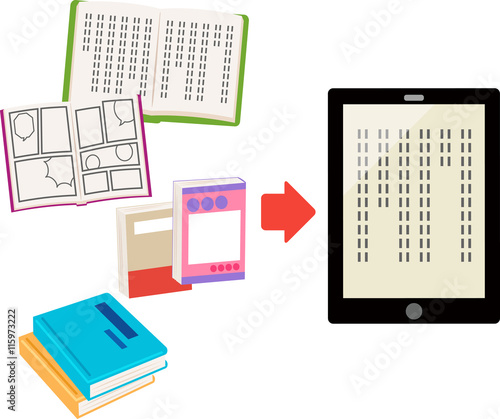 本、コミックスと電子書籍（タブレット）