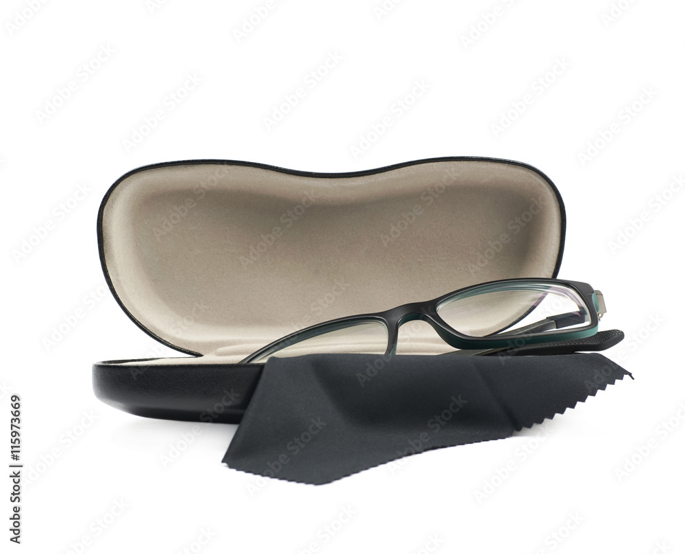 Black leather case for glasses isolated Black leather case for glasses isolated