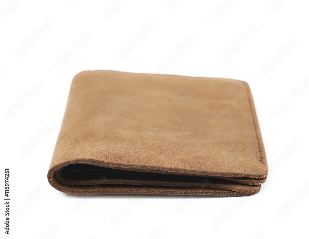 Flat leather wallet isolated Flat leather wallet isolated