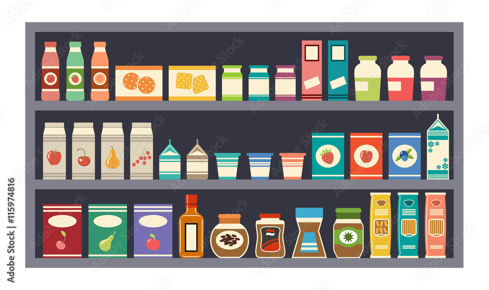 Shelves with products. vector Shelves with products. vector