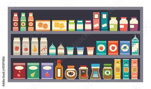 Shelves with products. vector