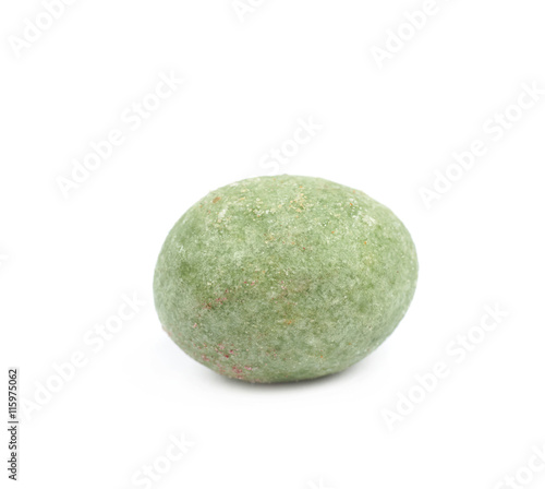 Green wasabi coated peanut isolated