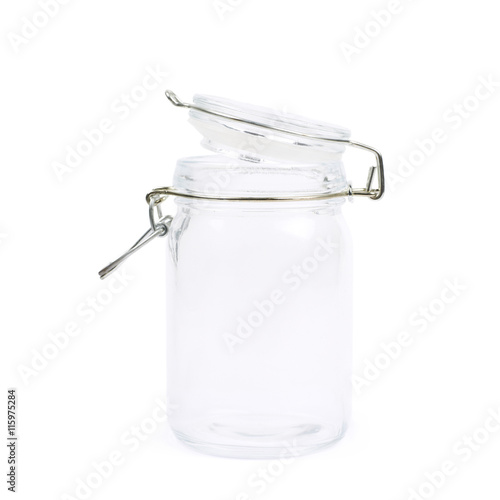 Glass jar with a lid isolated