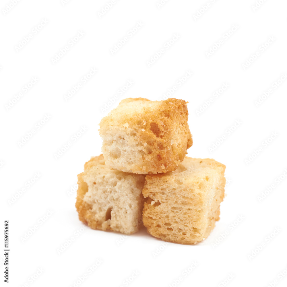 Pile of garlic croutons isolated Pile of garlic croutons isolated