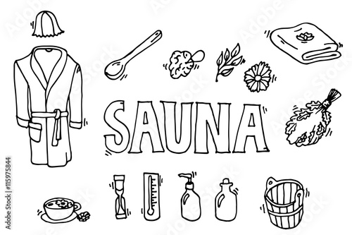 Set of sauna icons.