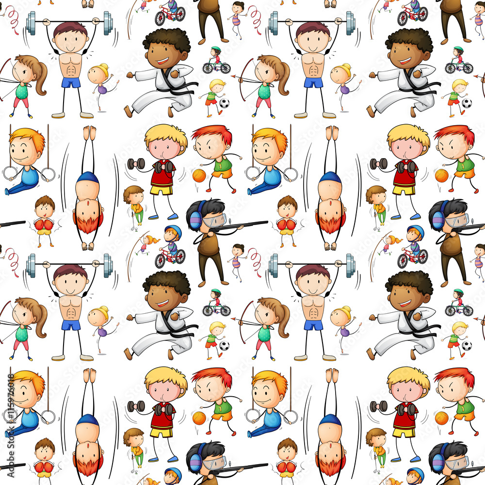 Seamless background with people doing many sports Seamless background with people doing many sports