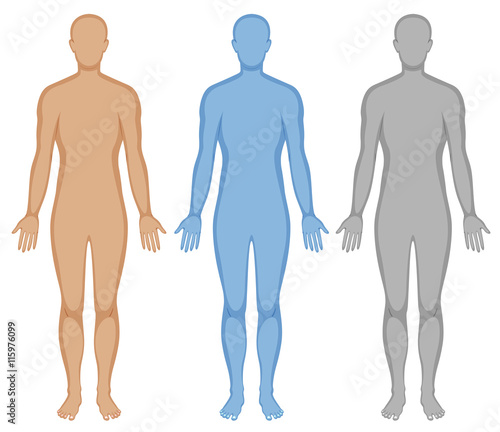 Human body outline in three colors photo
