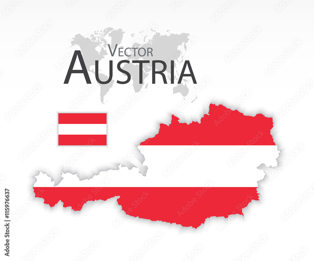 Austria ( Republic of Austria ) ( flag and map ) ( transportation and tourism concept ) Austria ( Republic of Austria ) ( flag and map ) ( transportation and tourism concept )