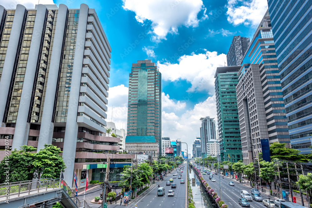 Naklejka premium Financial district office buildings in bangkok ,Bangkok Down Town thailand