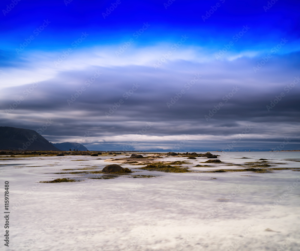 Horizontal vivid Norway landscape background backdrop 