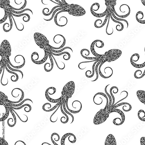 Typography lettering octopus pattern
