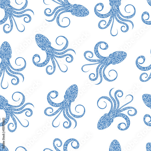 Typography lettering octopus pattern
