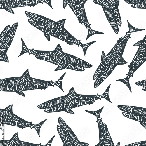 Typography lettering shark pattern