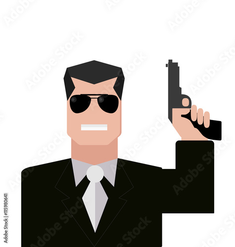The Bodyguard in sunglasses with gun