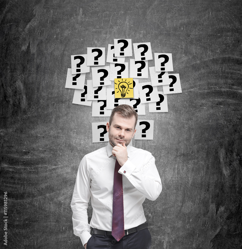 Idea concept, confident businessman Idea concept, confident businessman