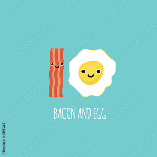 Fried Egg , Bacon. Vector