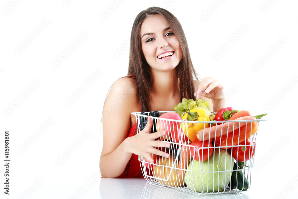 picture of beautiful woman with fruits and vegetables picture of beautiful woman with fruits and vegetables