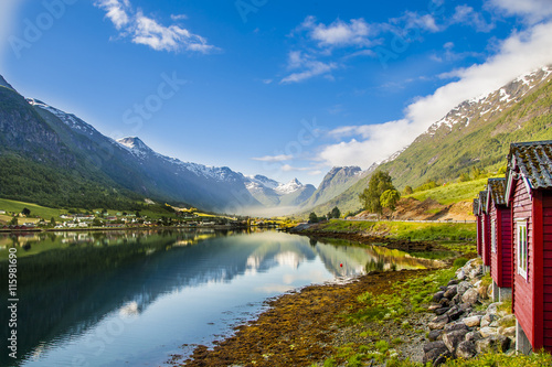 glacier in the mountains of Norway, Briksdalsbreen photo