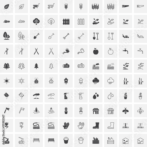 gardening line and full icons set, outline and solid vector symbol collection, linear pictogram pack isolated on white for web and mobile