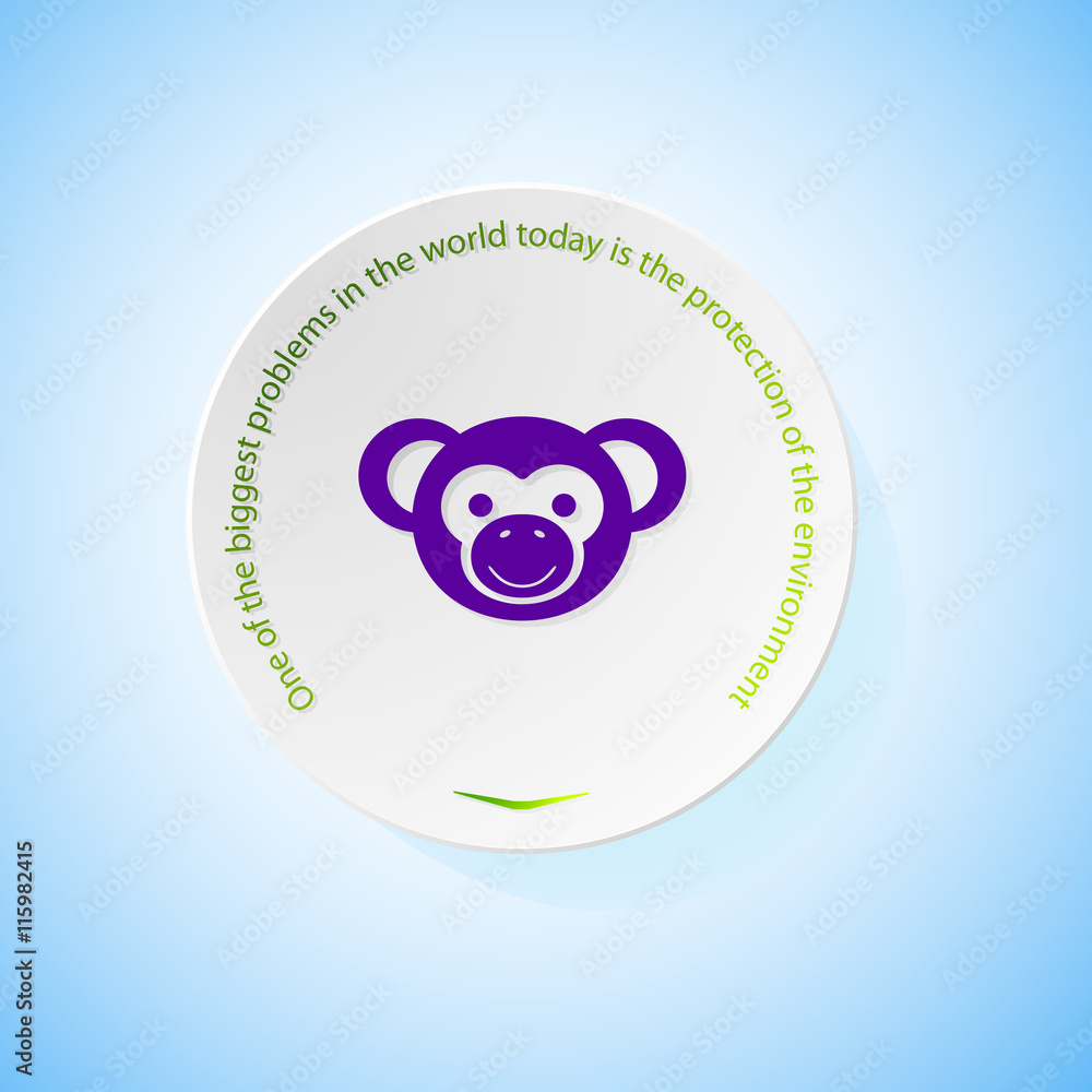 Environmental icons depicting monkey with shadow Environmental icons depicting monkey with shadow
