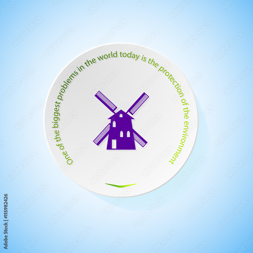 Environmental icons depicting mill with shadow Environmental icons depicting mill with shadow