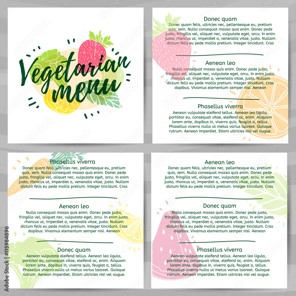 Template design menus, brochures, flyers Vegetarian menu. Logo, icon